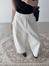 GLOG2025秋冬韩系简约百搭高腰显瘦直筒阔腿裤休闲裤白色裤子