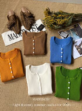 MADEIN OST-26年早春北欧极简坑条短袖针织衫S8732-1