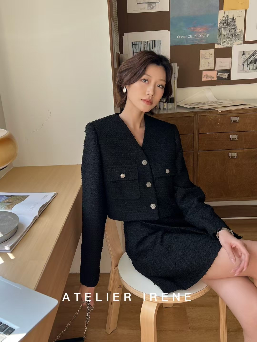 IRENE2025年韩版时尚气质百搭显瘦小香风外套+半身裙两件套女