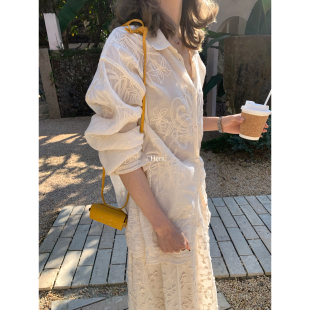 Hers 80258 26年早春简约日常复古度假感提花设计衬衫