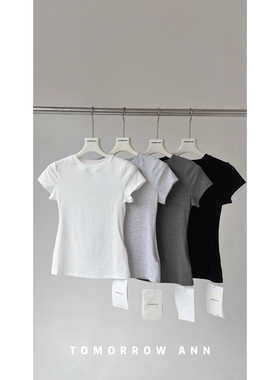 TOMORROW ANN-26年早春简约百搭圆领修身短袖T恤YS1-10705