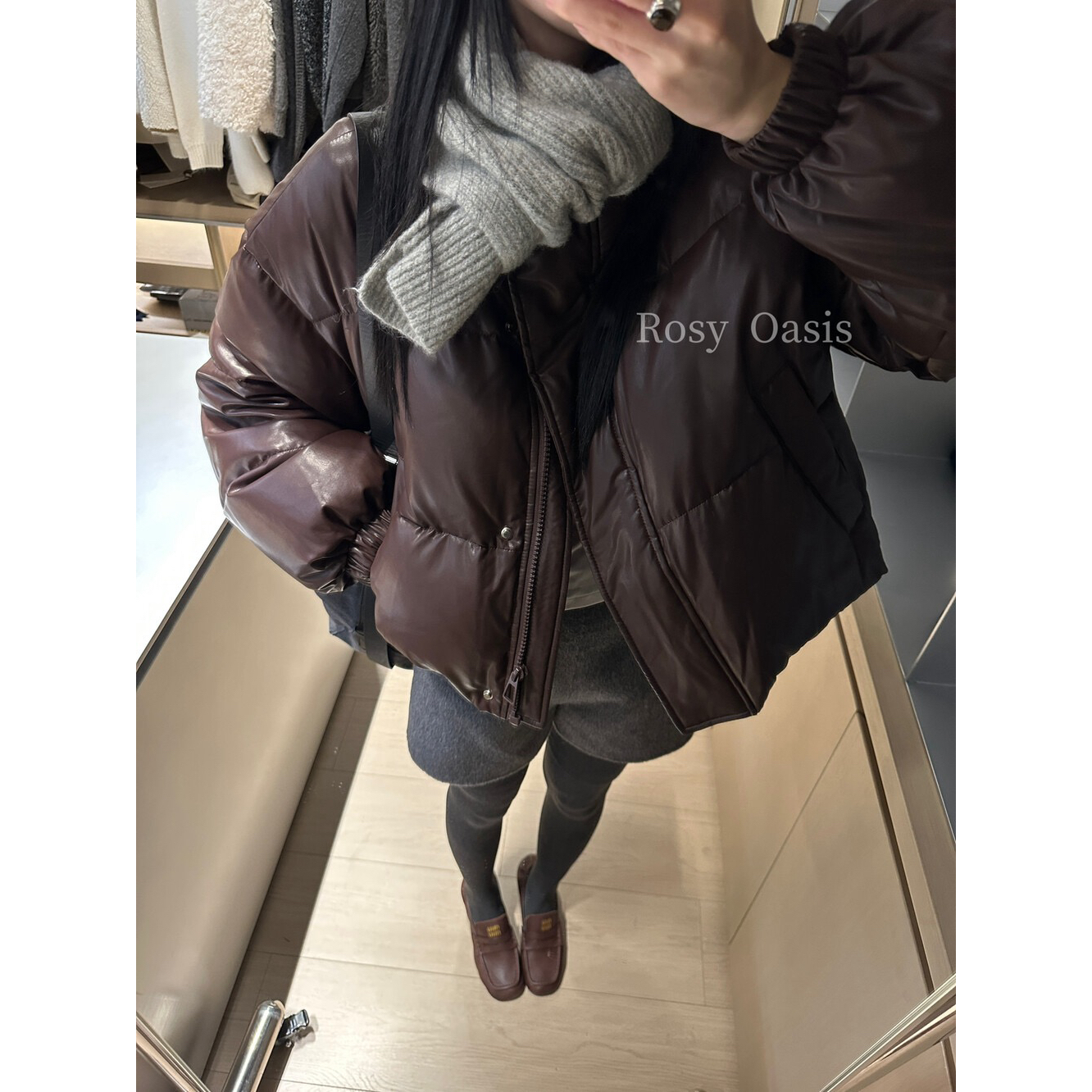 Rosy Oasis-薅羊毛法式复古宽松立领宽松保暖羽绒服外套P8D0016