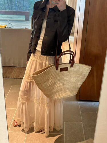 INHERE2026新款法式蕾丝拼接半身裙女蛋糕裙显瘦不规则气质长裙