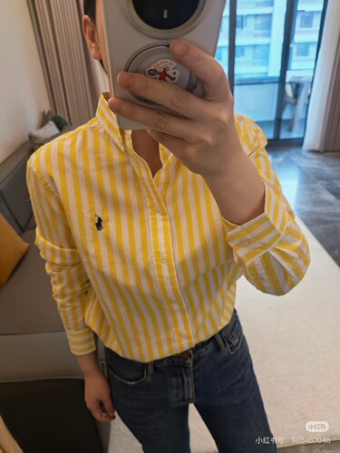 2026春夏美式小马刺绣条纹亚麻衬衫女秋季新款休闲百搭衬衣