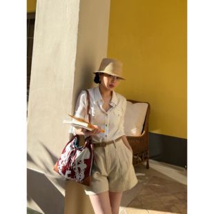 ONIVINTAGE欧尼-26年早春老钱棉麻针织衬衫OM262S9526