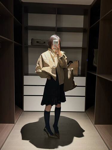 GLOG2026春季新款韩版宽松休闲百搭翻领短款皮衣外套女