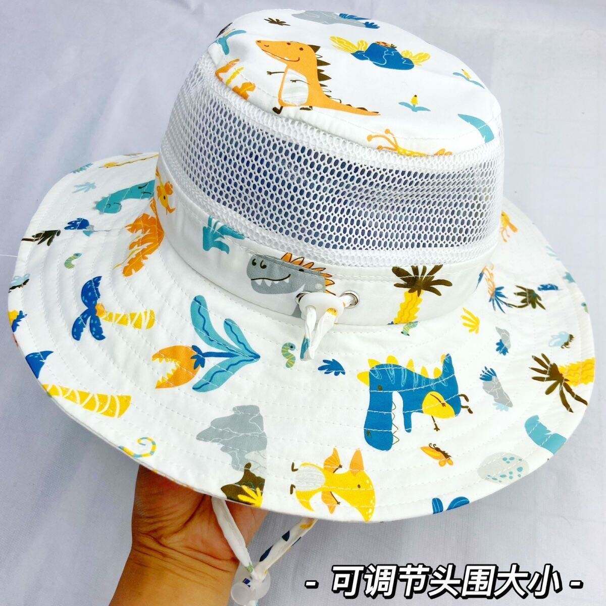 儿童帽子夏季防晒遮阳帽男女童百搭洋气渔夫帽网眼薄款可调节盆帽