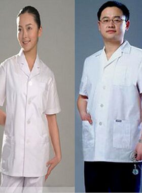 夏装男女士医师服半袖白大褂短袖白大衣上衣短款有加大号码可印字