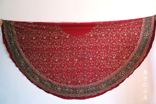 印度沙丽 披纱 手工 刺绣 钉珠 半身裙 长裙 半成品 红色 婚礼