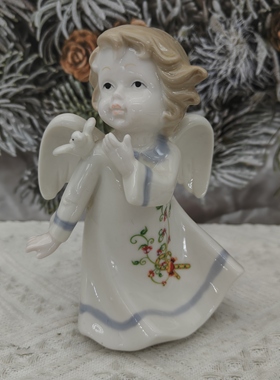 外贸出口瓷摆件和平鸽祈祷祈福小天使浮雕蕾丝花边送朋友生日礼物