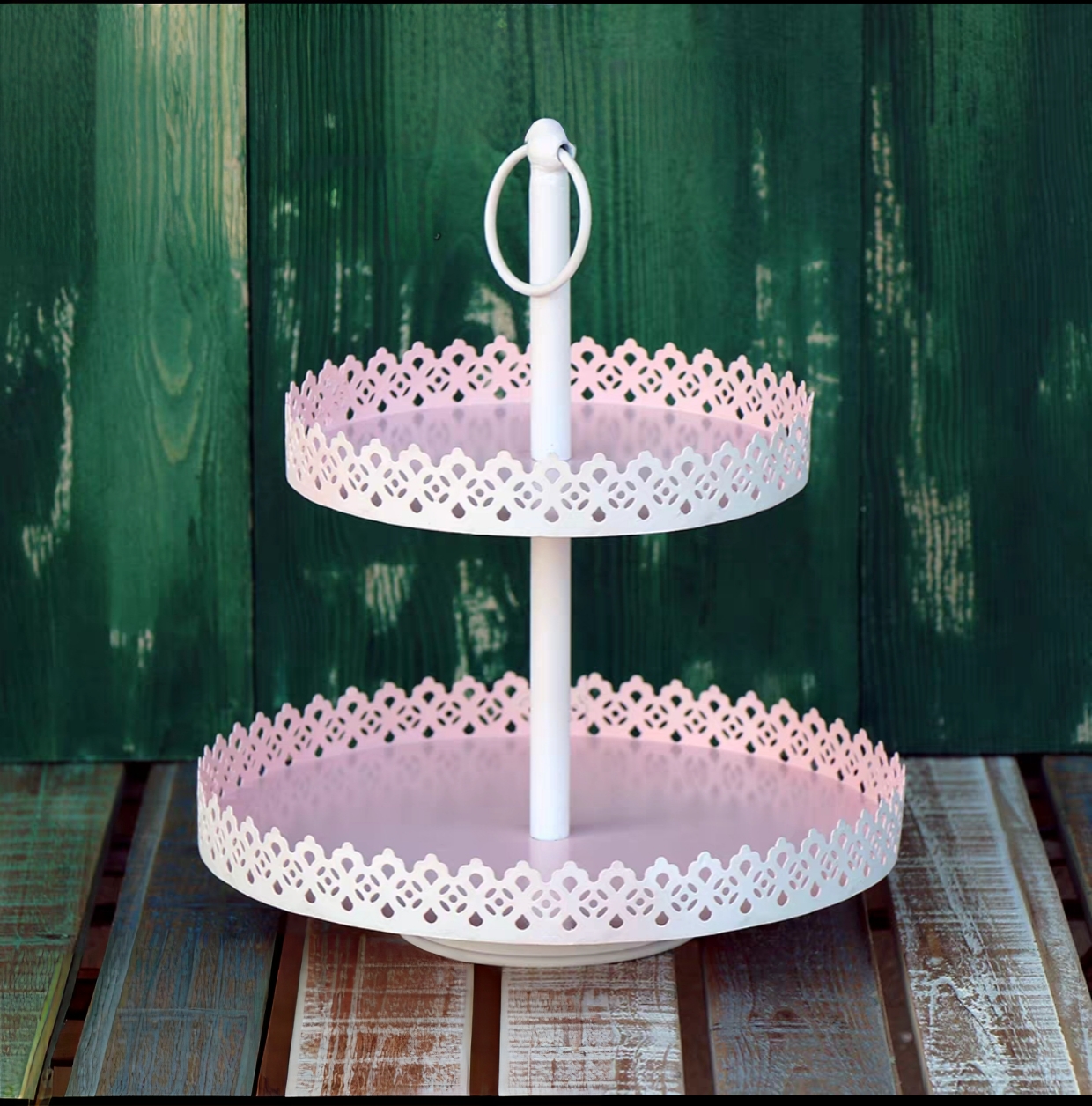 铁艺蕾丝花边置物架欧式甜品台摆件展示架蛋糕托盘下午茶点心架