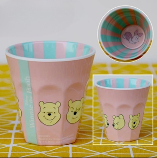 正版卡通密胺杯子小熊维尼笑脸表情杯儿童碗茶杯漱口杯 日本原单
