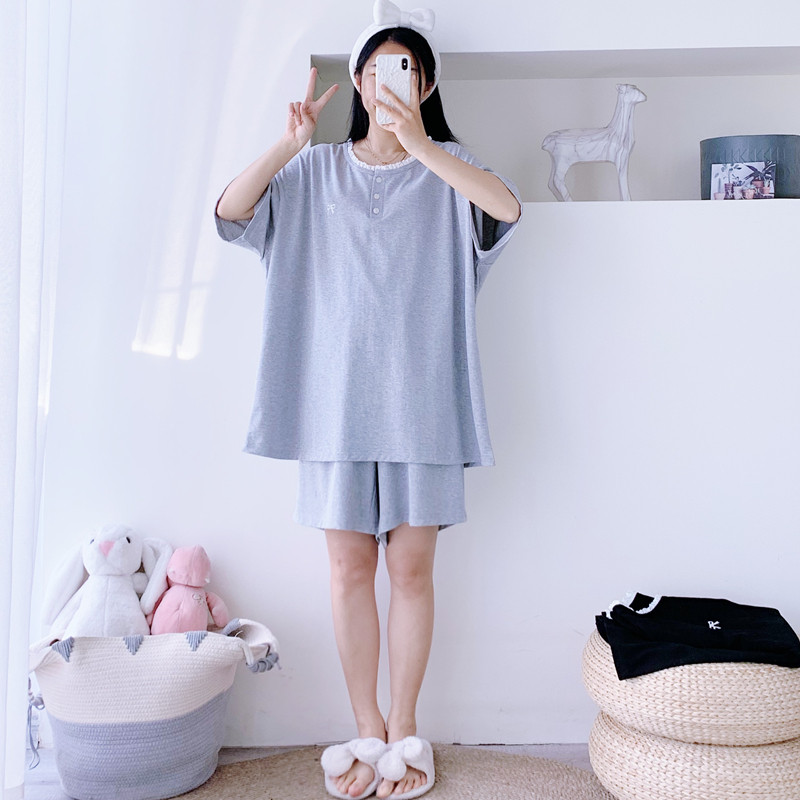 圆领花边针织棉加大码家居服