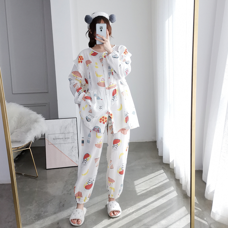 双层孕产妇大码开衫胖MM空调睡衣