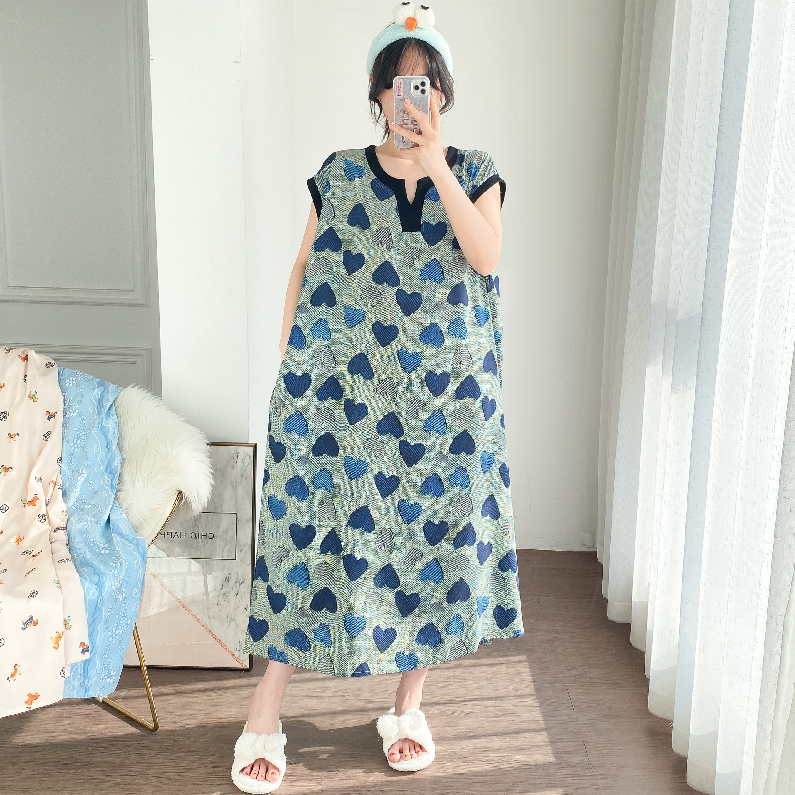 加长V领加肥大码薄款睡裙