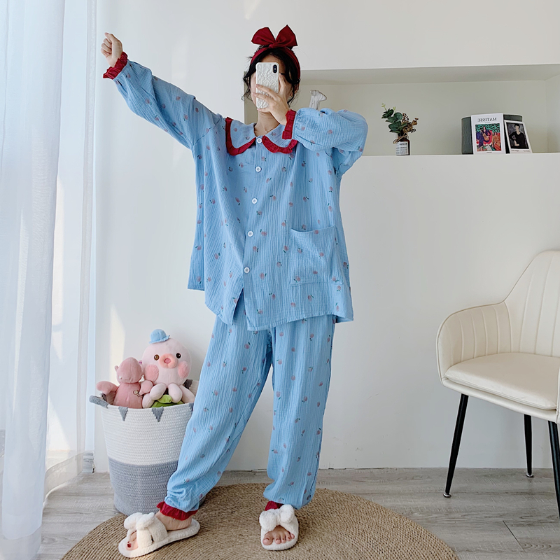 公主风纱布长袖长裤mm200家居服