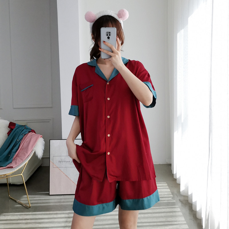 冰丝开衫睡衣女加大码夏季丝绸短袖短裤宽松胖MM200斤家居服套装