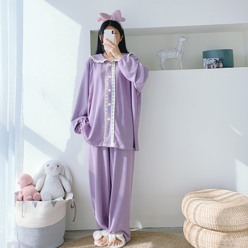 女羊绒蛋白纤维花边睡衣家居服