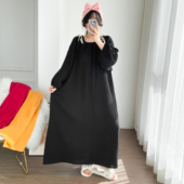 带胸垫长袖 孕妇胖MM200斤家居服 纯棉双层纱抽绳加长睡裙加肥大码