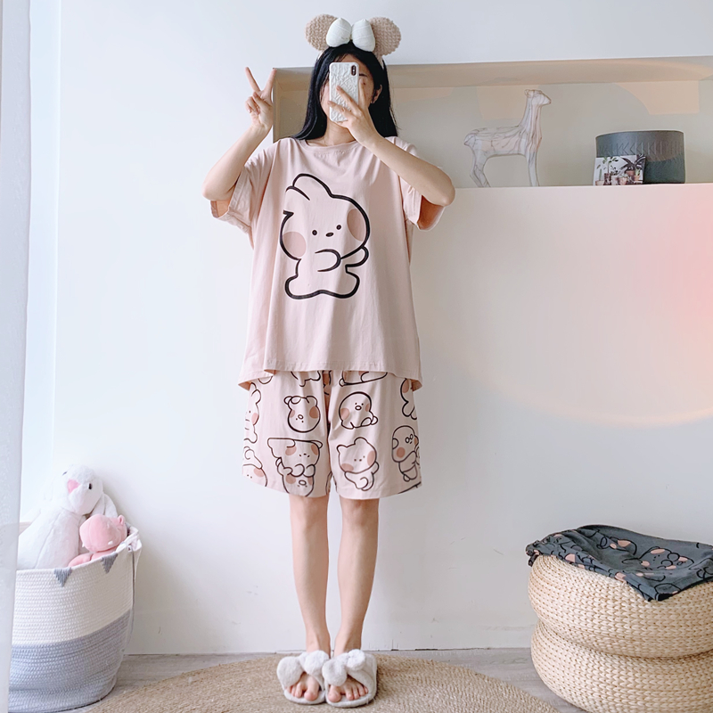 男女针织棉卡通兔子家居服睡衣