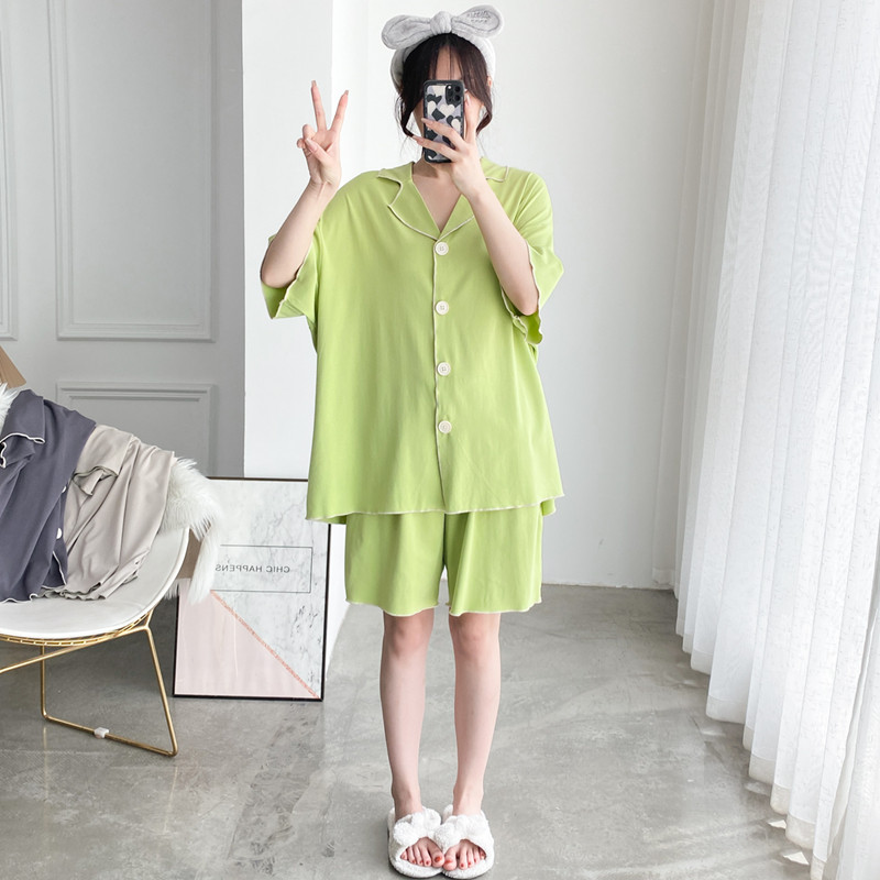 女针织棉简约开衫家居服睡衣