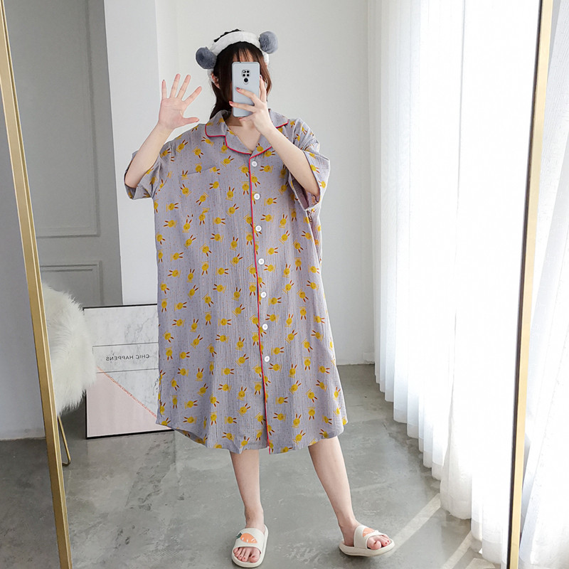 加大码开衫宽松孕妇长款睡衣裙