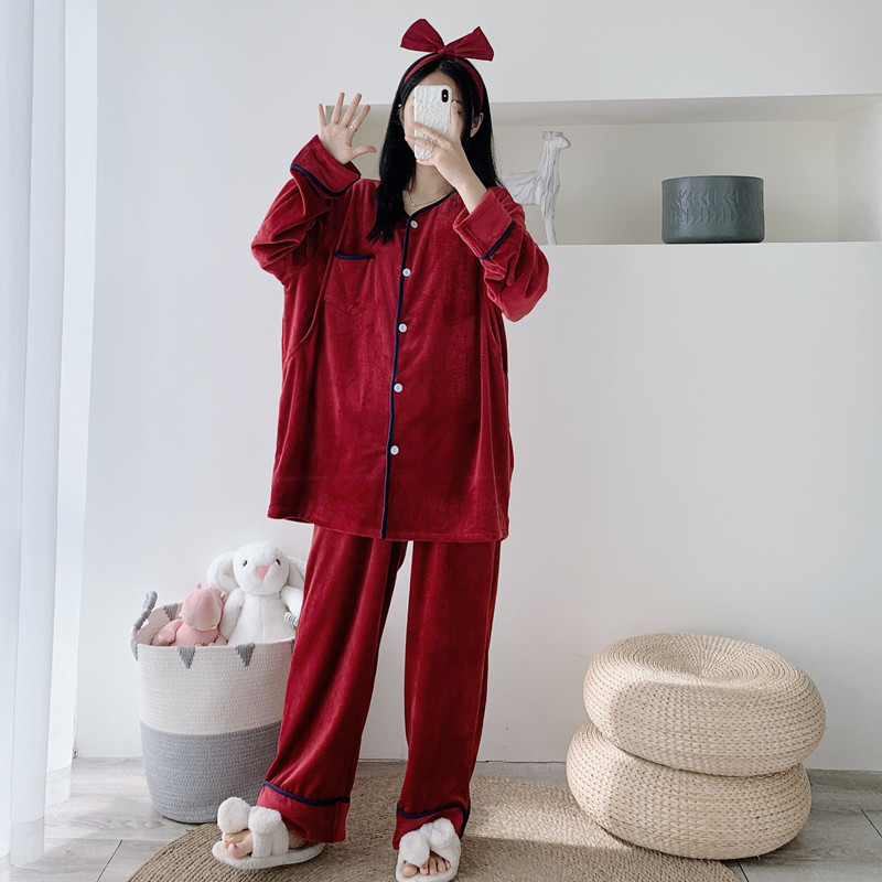 女天鹅绒哺乳家居月子服