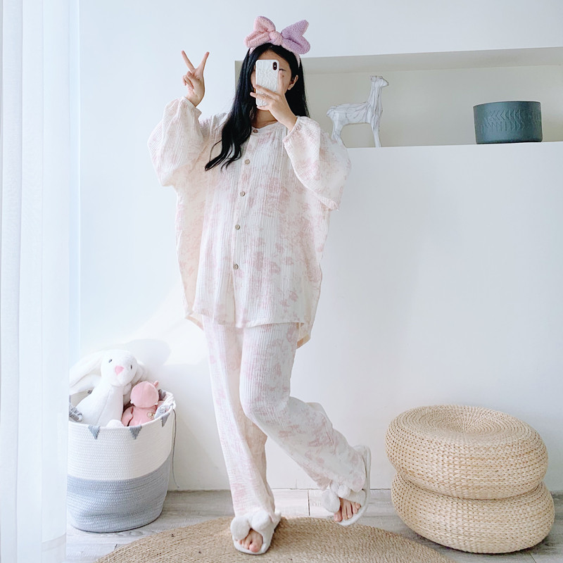 女纯棉水墨画家居服睡衣