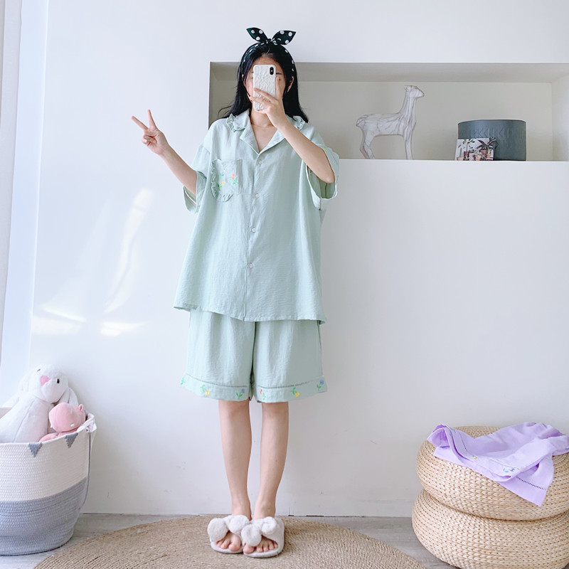 女云朵棉刺绣家居服睡衣
