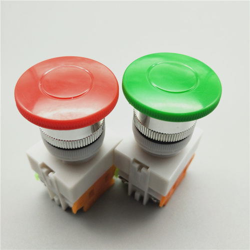 22MM孔径LAY37-11M Y090蘑菇头点动复位平头按钮开关一开一闭按键