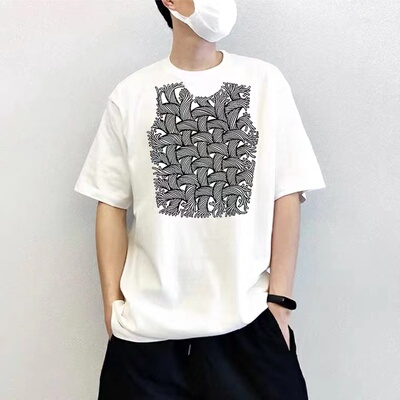 街头情侣趣味图案短袖T恤