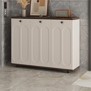 奶油风可移动带锁鞋柜新款2025爆款家用门口外楼道走廊电梯口可用