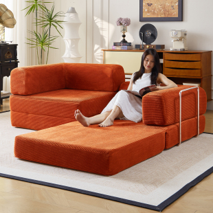 大条纹绒 真空压缩沙发左右分体2.0米单人全海绵可拆洗双人沙发床