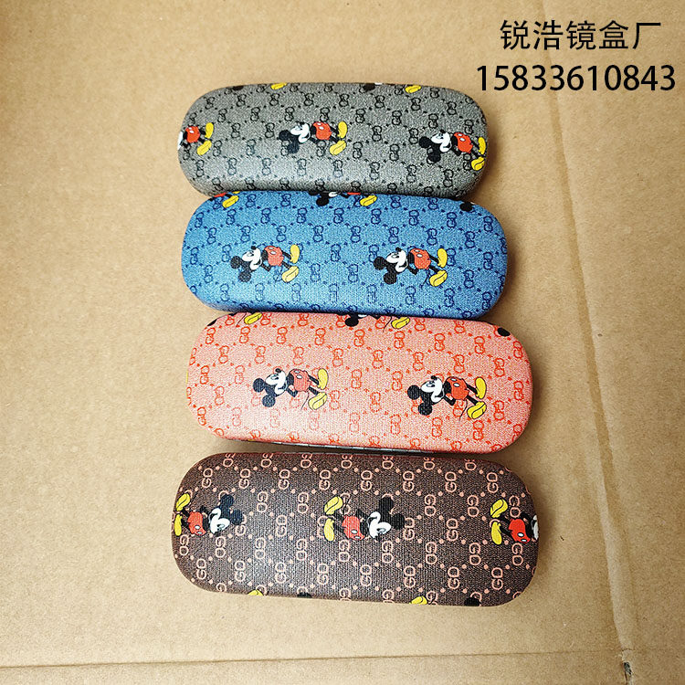 新款小清新米奇卡通眼镜盒复古框架眼镜盒可定制定做logo厂家直销