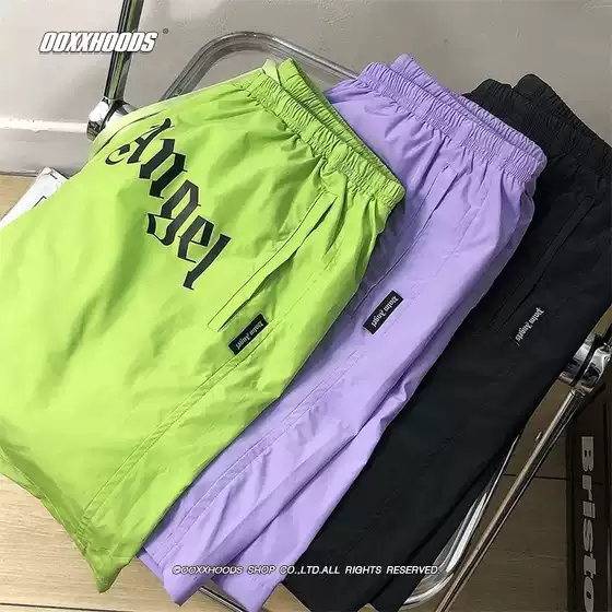 The Most Dazzling Star in the Crowd: Fluorescent Green and Taro Purple Printed Quick-Drying Lightweight Five-Point Quick-Drying Pants