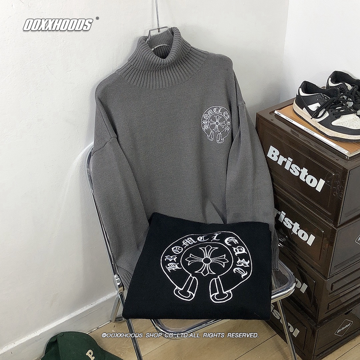 （高领刺绣大马蹄）防寒保暖毛衣