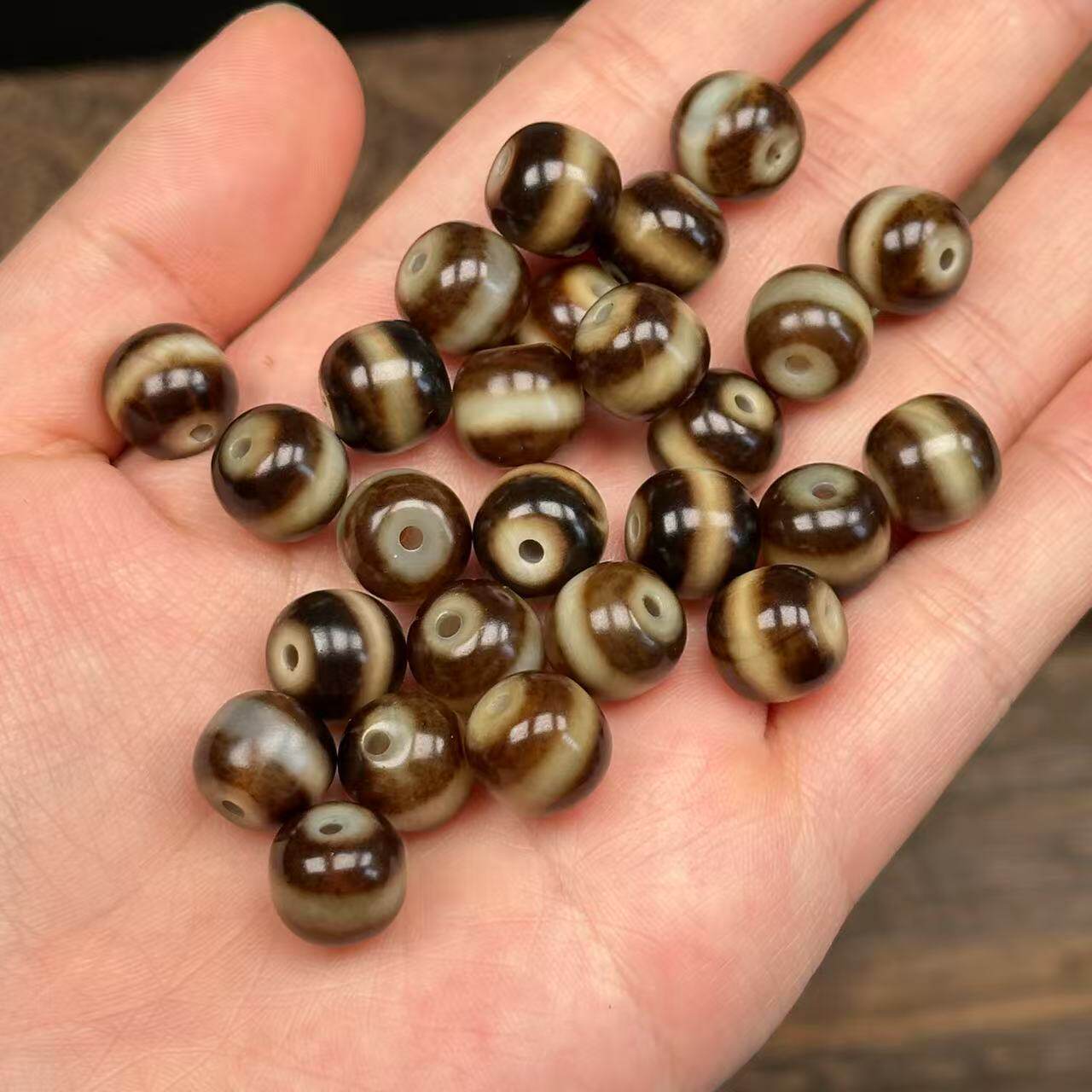 新品台湾渗透工艺玛瑙一线天珠子散珠DIY文玩隔珠配饰手串饰品