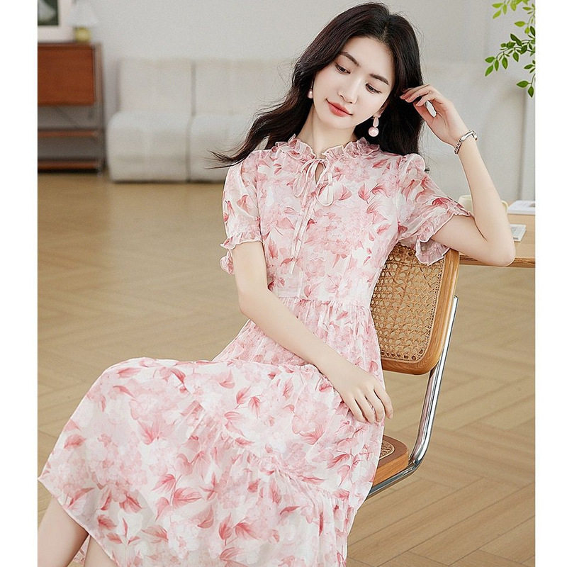 碎花连衣裙女2025新款小个子