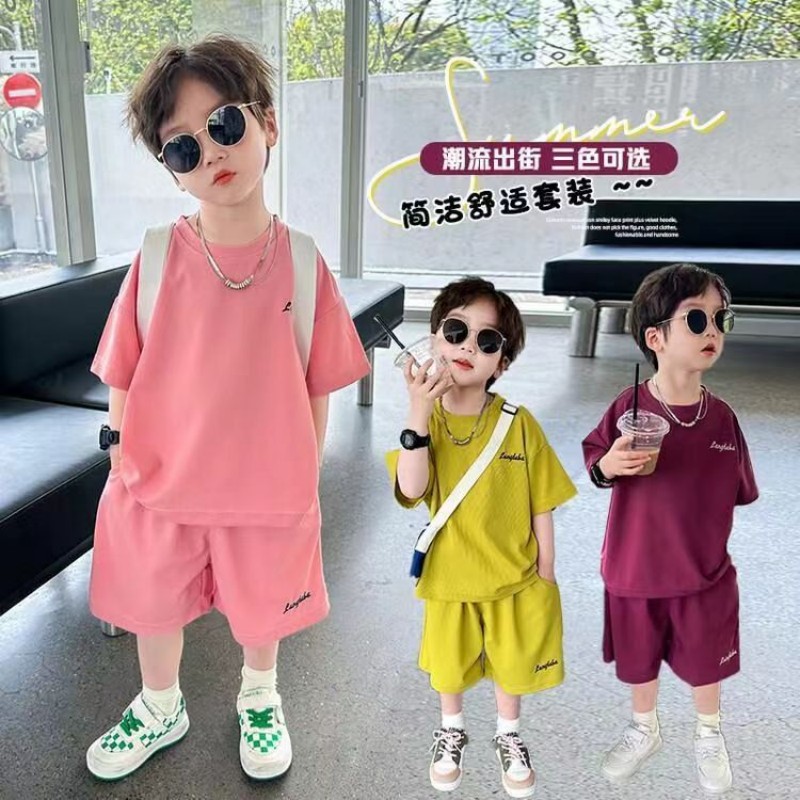 上衣+裤子 一整套新品男童夏装套装薄衣服宝宝夏季潮流洋气儿童装