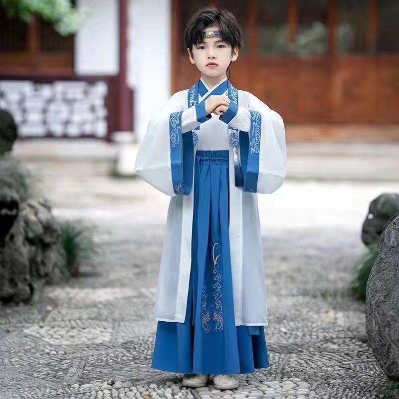 儿童汉服夏秋刺绣中襦裙女孩超仙连衣裙抖音女童新款改良唐装