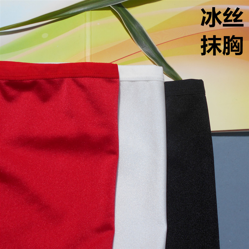 夏季黑色冰丝抹胸少女内衣无肩带防走光一片式无痕薄款打底裹胸女