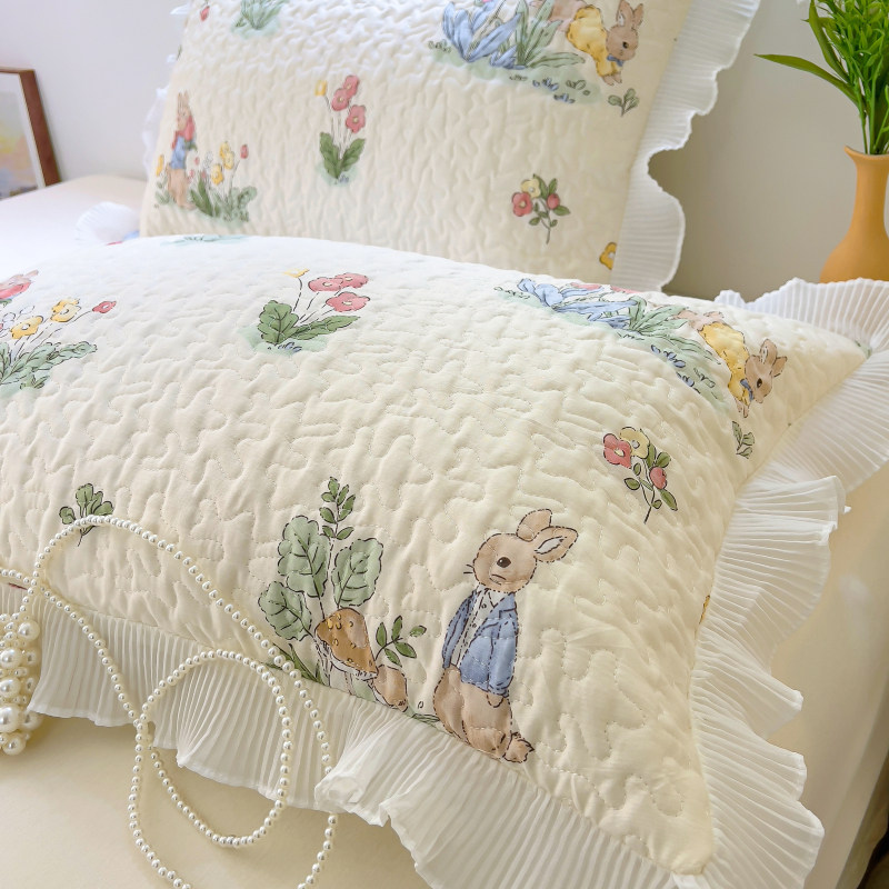 乳胶枕套40cmx60cm公主风全棉夹棉花边一对装女孩宿舍单人纯棉枕