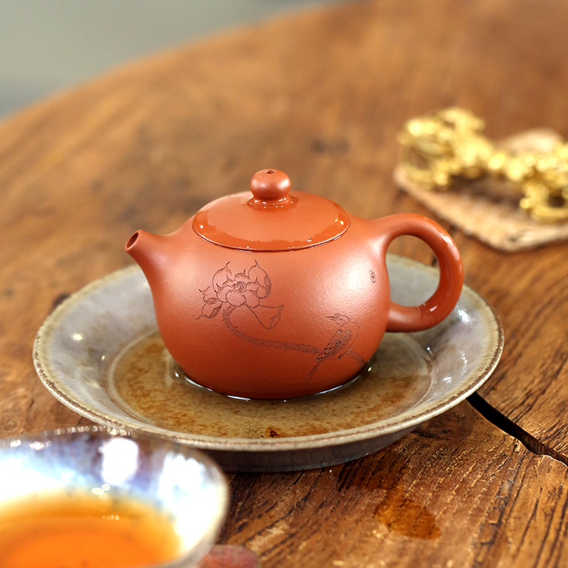 小号宜兴紫砂壶朱泥倒把西施壶