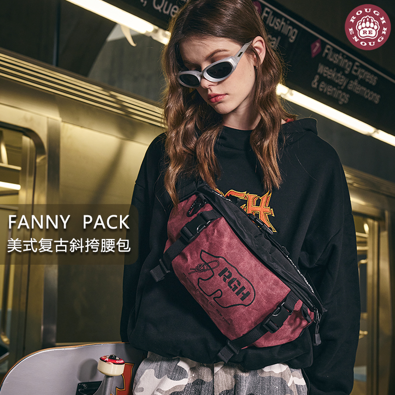 RGH 美式复古腰包户外骑行包摩托机车斜挎包男女运动防水胸包背包