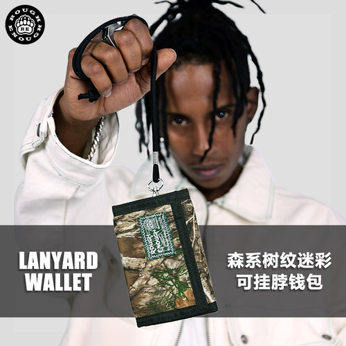 RGH潮牌帆布折叠钱包卡包带挂绳