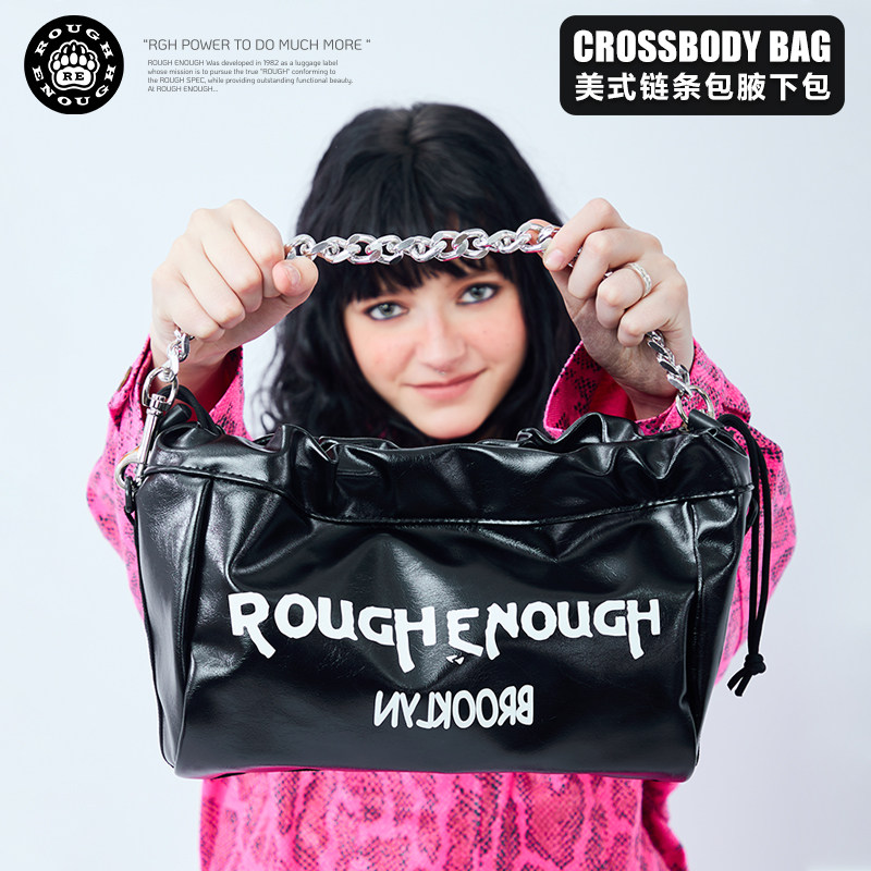 RGH 休闲通勤斜挎包女带链条腋下包PU皮质抽绳包手提包防水单肩包