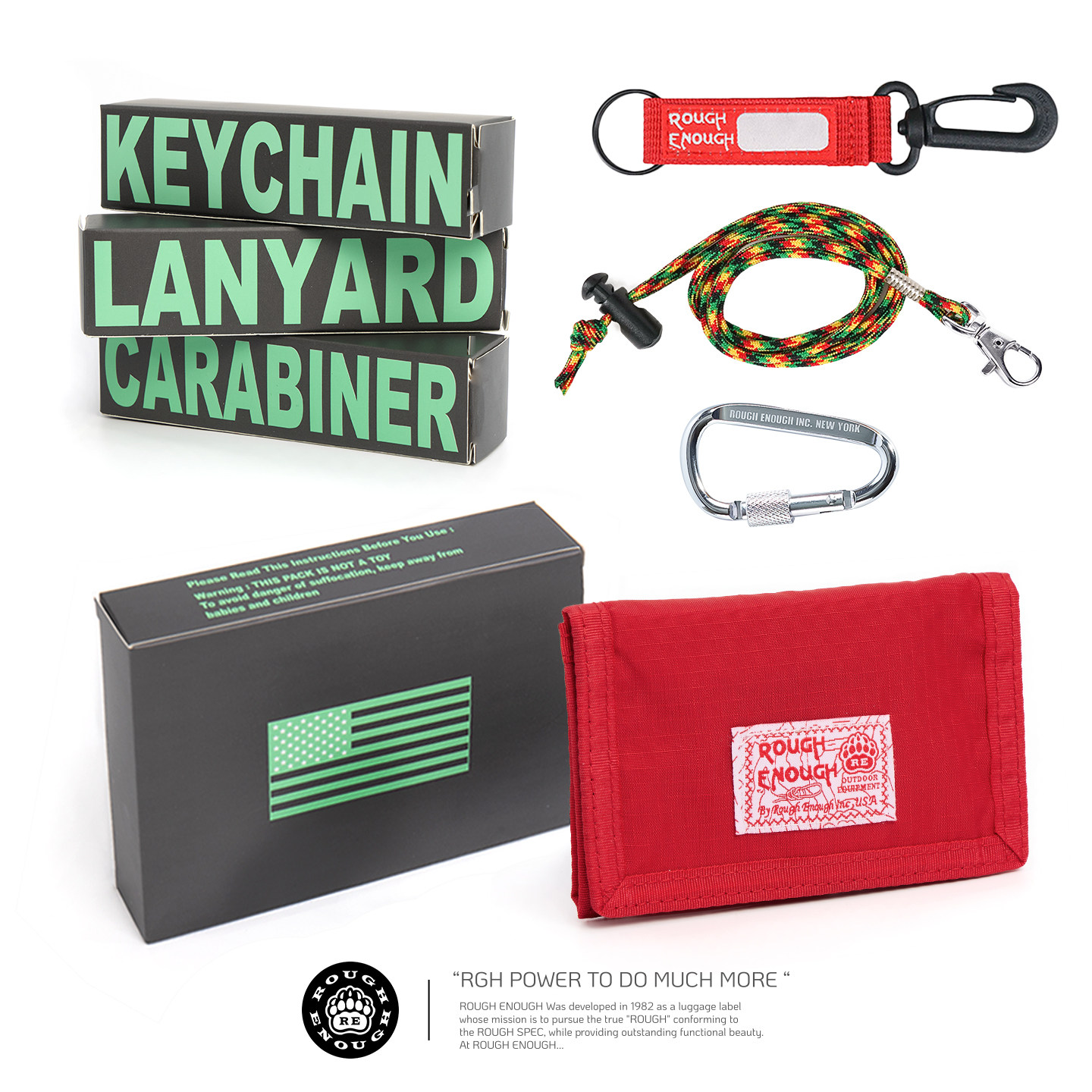 Rough Enough防水帆布钱包防盗刷红色多功能潮牌零钱包钱夹卡包女