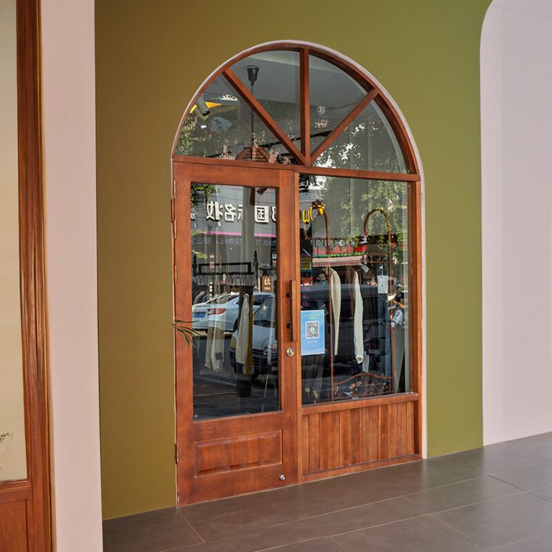 樟子松纯实木门定制拱形玻璃木门门联窗款式颜色可选网红实木门窗
