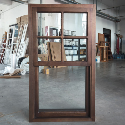 纯原木实木上下提升格子窗随意停