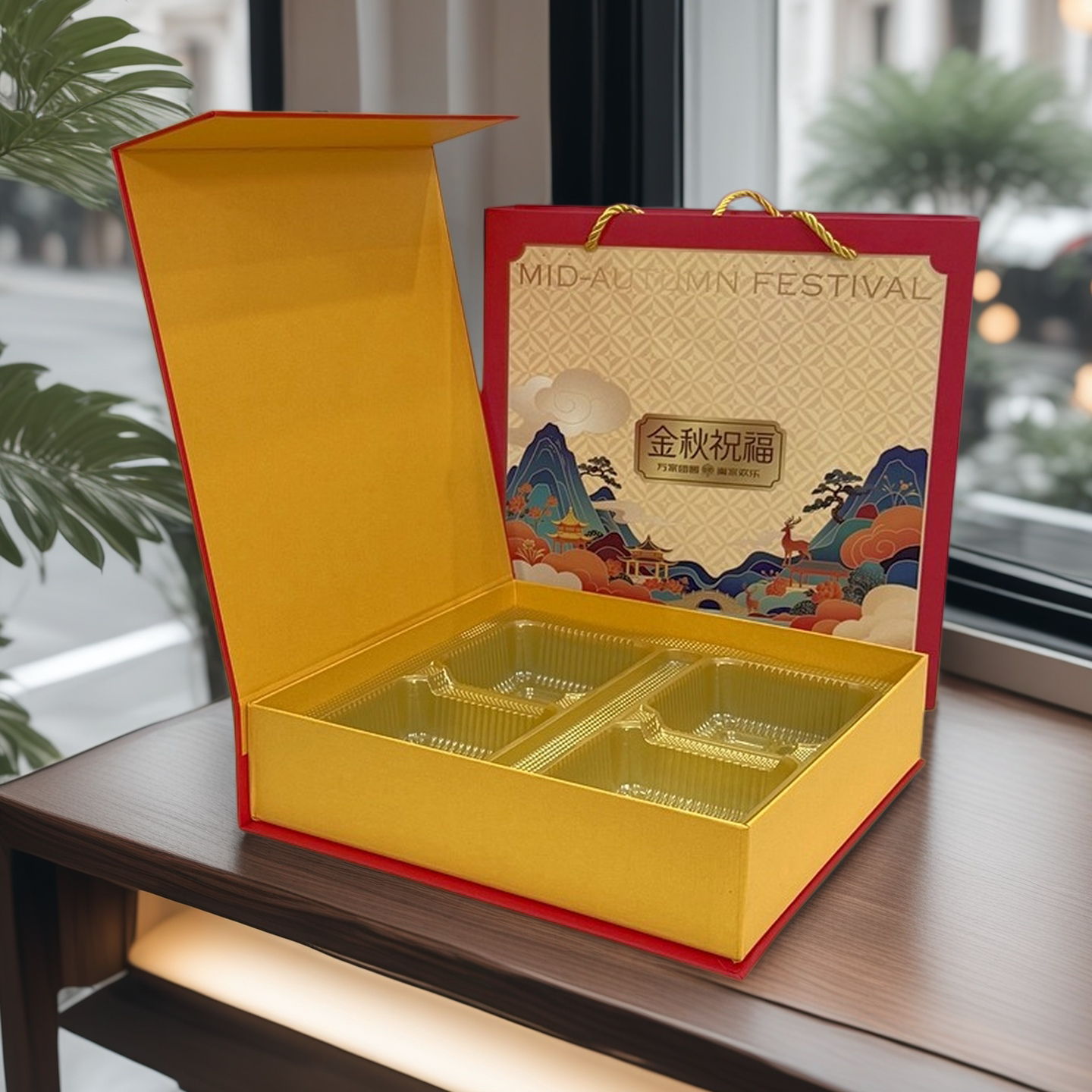月满中秋精品中秋礼品盒月饼包装盒月饼盒4粒装广式流心蛋黄订制